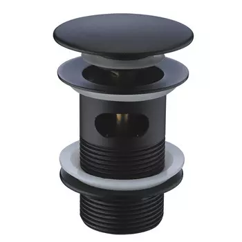 Донный клапан WasserKraft клик-клак 1 1/4 с переливом черный (A080)