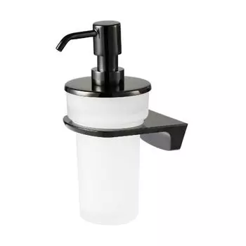 Дозатор для мыла WasserKraft Glan с держателем стекло матовый/металл черный (K-5199)
