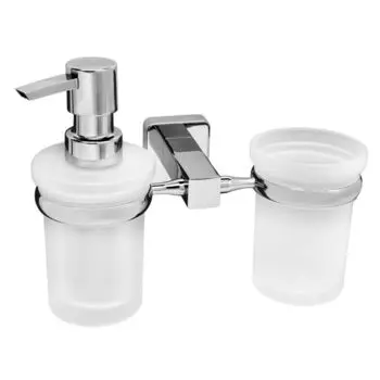 Дозатор для мыла WasserKraft Lippe с держателем стекло матовый/металл хром (K-6589)