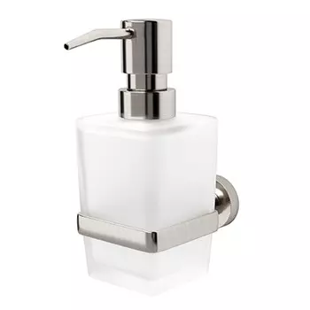 Дозатор для мыла WasserKraft Tauber с держателем стекло матовый/металл никель (K-64499)