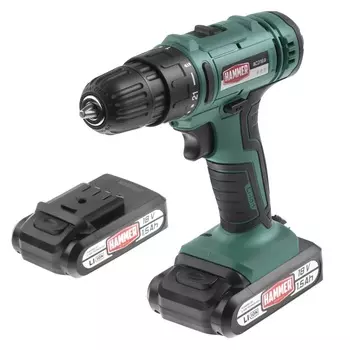 Дрель-шуруповерт аккумуляторная Hammer ACD18A 18В 1,5Ач Li-Ion 2 АКБ и ЗУ (735857)