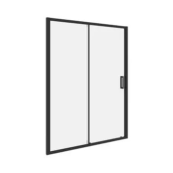 Душевая дверь Ulitka Safari стекло прозрачное 150х195 см профиль черный 6 мм раздвижная (74104130)