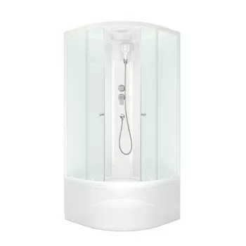 Душевая кабина Domani-Spa Delight Slim 80х80х218 см стекло матовое 4 мм с высоким поддоном полукруг