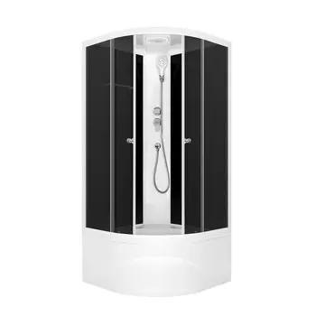 Душевая кабина Domani-Spa Delight Slim 90х90х218 см стекло тонированное 4 мм с высоким поддоном полукруг