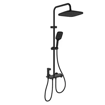 Душевая система Berges Parsec с верхним душем с лейкой с термостатом черная (075112)
