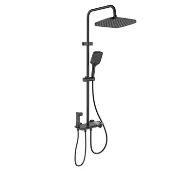 Душевая система Berges Parsec с верхним душем с лейкой с термостатом графит (075113)