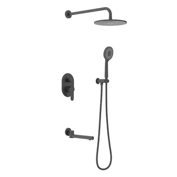 Душевая система Berges Sculptor встраиваемая с верхним душем с лейкой со смесителем черная (071114)