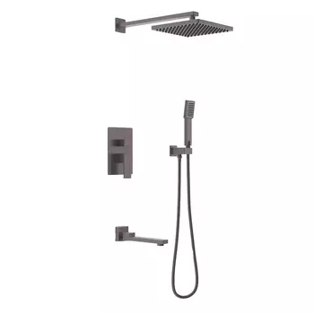 Душевая система Berges Sculptor встраиваемая с верхним душем с лейкой со смесителем графит (071112)
