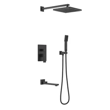 Душевая система Berges Sculptor встраиваемая с верхним душем с лейкой со смесителем черная (071111)