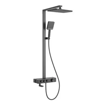 Душевая система Corsa Deco QX с верхним душем с лейкой с термостатом черная матовая (SSFTQX320QB)