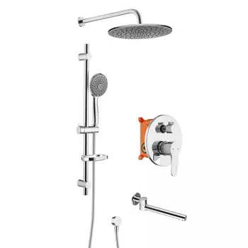 Душевая система Swedbe Platta встраиваемая с верхним душем с лейкой со смесителем хром (5542G1)