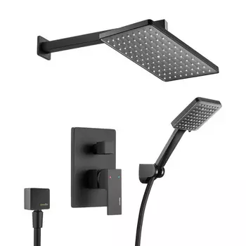 Душевая система Swedbe Platta встраиваемая с верхним душем с лейкой со смесителем черная (5555B)