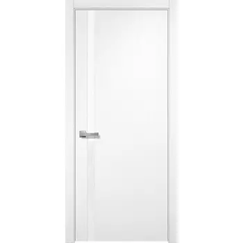 Дверь межкомнатная Бревик 02-1 600х2000 мм ПВХ дуб шале белый с декоративной вставкой с замком
