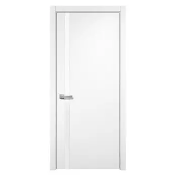 Дверь межкомнатная Бревик 02-1 700х2000 мм ПВХ дуб шале белый с декоративной вставкой с замком