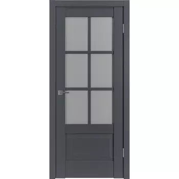 Дверь межкомнатная ER2 800х2000 мм ПВХ эмалекс оникс со стеклом с замком и петлями