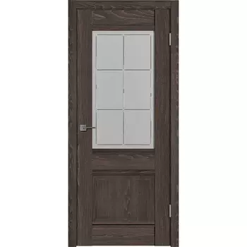 Дверь межкомнатная Классик Нова 2 700х2000 мм ПВХ орех американский со стеклом с замком и петлями