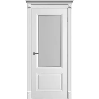 Дверь межкомнатная Норра 2 600х2000 мм эмаль белая со стеклом с замком и петлями