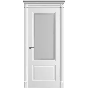 Дверь межкомнатная Норра 2 800х2000 мм эмаль белая со стеклом с замком и петлями