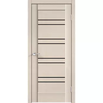 Дверь межкомнатная Premier 18 800х2000 мм ПВХ Soft Touch ясень капучино со стеклом с замком и петлями