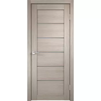 Дверь межкомнатная Vision 700х2000 мм ПВХ капучино со стеклом с замком и петлями