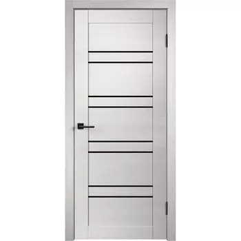 Дверь межкомнатная Vision 8 600х2000 мм ПВХ дуб белый со стеклом с замком и петлями