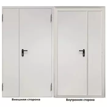 Дверь противопожарная двухстворчатая Промет ДП-2-EIS-60 глухая правая серый RAL 7035 1250х2050 мм