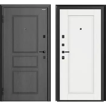 Дверь входная DoorHan Премиум Квадро левая вуддуб графит - малибу белый 880х2050 мм