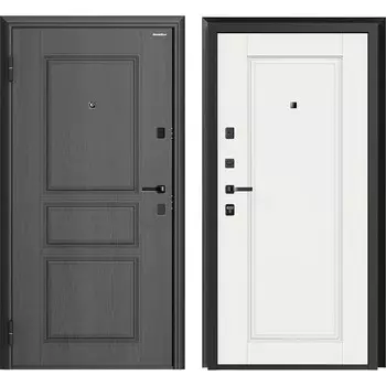 Дверь входная DoorHan Премиум Квадро левая вуддуб графит - малибу белый 980х2050 мм
