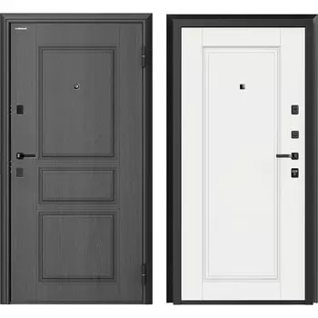 Дверь входная DoorHan Премиум Квадро правая вуддуб графит - малибу белый 880х2050 мм