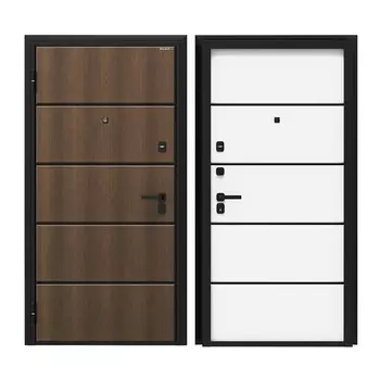 Дверь входная DoorHan Премиум Модерн левая калабрия коричневый - малибу белый 880х2050 мм