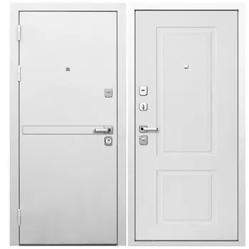 Дверь входная Ferroni 9СМ левая белая шагрень - эмалит белый 860х2050 мм