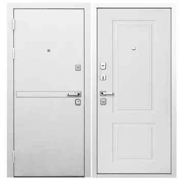 Дверь входная Ferroni 9СМ левая белая шагрень - эмалит белый 960х2050 мм