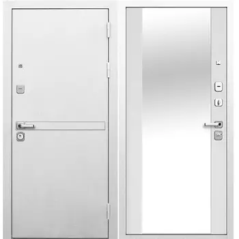 Дверь входная Ferroni 9СМ правая белая шагрень - эмалит белый с зеркалом 960х2050 мм