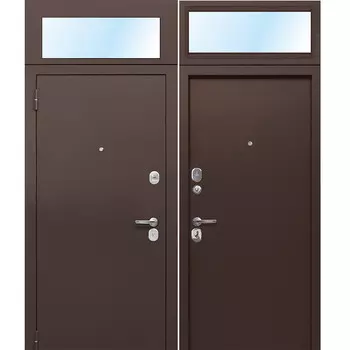 Дверь входная Ferroni Гарда левая антик медь - антик медь с фрамугой 860х2500 мм