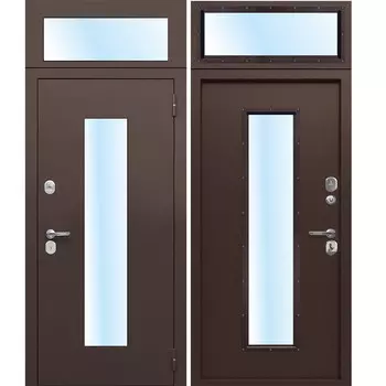 Дверь входная Ferroni Гарда правая антик медь - антик медь с фрамугой 960х2500 мм со стеклопакетом