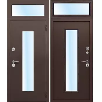 Дверь входная Ferroni Гарда правая антик медь - антик медь с фрамугой 860х2500 мм со стеклопакетом