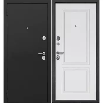 Дверь входная Ferroni Классика левая букле черный - эмалит белый 860х2050 мм