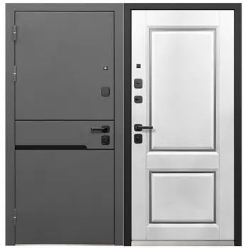 Дверь входная Ferroni Luxor Классика левая графит серый муар - эмалит белый 960х2050 мм