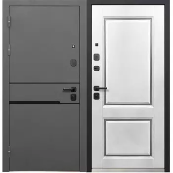Дверь входная Ferroni Luxor Классика левая графит серый муар - эмалит белый 860х2050 мм