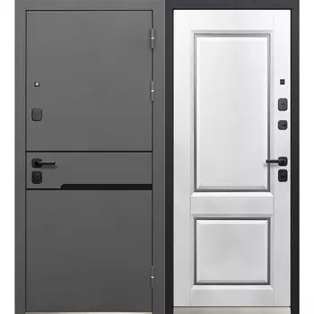 Дверь входная Ferroni Luxor Классика правая графит серый муар - эмалит белый 860х2050 мм