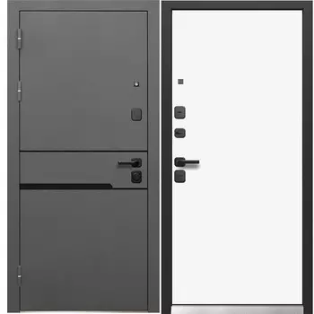 Дверь входная Ferroni Luxor левая графит серый муар - белый под покраску 860х2050 мм