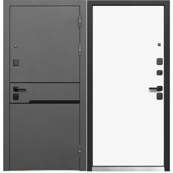 Дверь входная Ferroni Luxor правая графит серый муар - белый под покраску 860х2050 мм