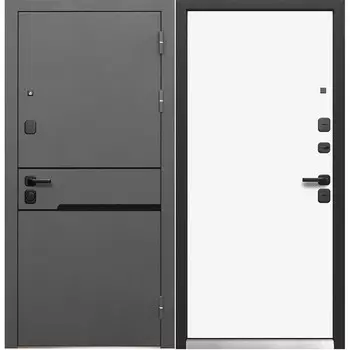 Дверь входная Ferroni Luxor правая графит серый муар - белый под покраску 960х2050 мм