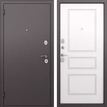 Дверь входная Mastino Вега левая букле шоколад - ларче белый 860х2050 мм