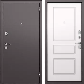 Дверь входная Mastino Вега правая букле шоколад - ларче белый 860х2050 мм