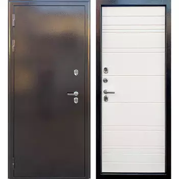 Дверь входная с терморазрывом Дверной континент Термаль Люкс левая антик медь - белый 860х2050 мм