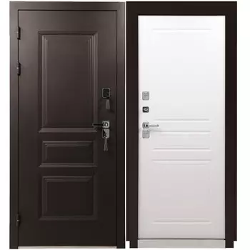 Дверь входная с терморазрывом Промет Винтер левая коричневый муар - белый грунт 880х2050 мм