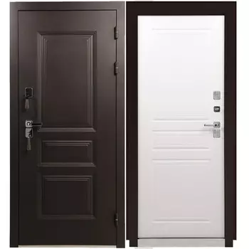 Дверь входная с терморазрывом Промет Винтер правая коричневый муар - белый грунт 880х2050 мм