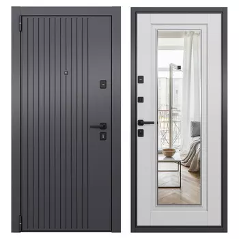 Дверь входная Torex Бетта Скай левая оскуро - кт белый с зеркалом 860х2050 мм