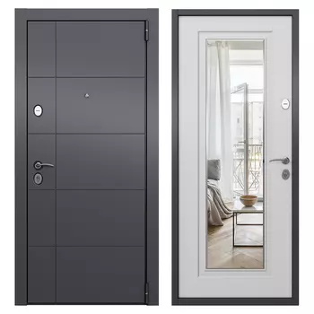 Дверь входная Torex Элегант Скай правая оскуро - кт белый с зеркалом 860х2050 мм